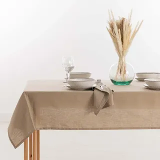 Belum Tischdecke, fleckenabweisend, Leinen, 100% Taupe, rechteckig, Harz, wasserabweisend, in verschiedenen Größen, Leinen-Tischdecken für Innen und Außen, 100 x 150 cm