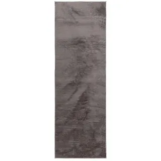 benuta Basic Kunstfaser Fellteppich Furry - Grau 80x250 cm - Weicher Wohnzimmerteppich - Anti-Rutsch-Rückseite - Waschbar - Für Fußbodenheizung geeignet