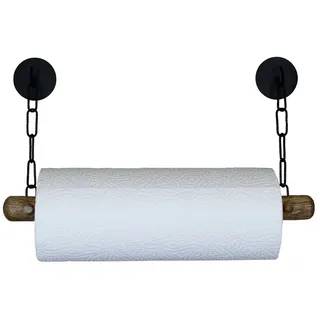 DEKAZIA Küchenrollenhalter ohne Bohren Holz Wandrollenhalter Papierrollenhalter, (Halter Küchenrolle Küchenpapierhalter), Selbstklebend Papierhalte Serviettenhalter schwarz
