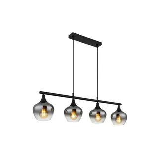 GLOBO Pendelleuchte 4-flg. E27 120 cm schwarz rauchfarben