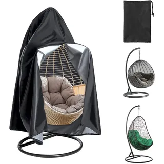 Hängesessel Abdeckung Gartenmöbel Abdeckung Winterfest mit Reißverschluss Kordelzug UV Anti Abdeckung Gartenmöbel Schutzhülle Schwingsessel Abdeckhaube für Hängesessel Egg Swing Chair (190 x 115cm)
