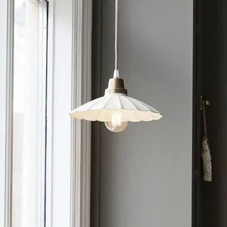 PR Home Hängeleuchte Ester, offwhite, Ø 24 cm, Eisen Stecker Ester, weiß / opal, für Wohn- / Esszimmer, Metall, Vintage, Hängelampen mit Stecker - 24 cm - 24 cm - 12 cm