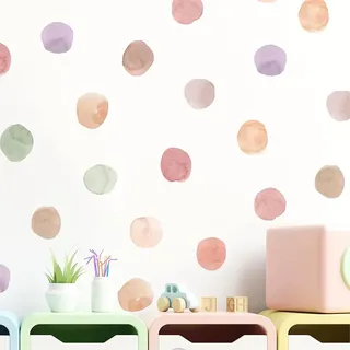 36 Stück bunte Kreise Wandtattoo Set für Babyzimmer und Kinderzimmer, selbstklebende Aufkleber mit Punktenmuster, DIY Dekoration für Jungen- und Mädchenzimmer, mehrfarbig