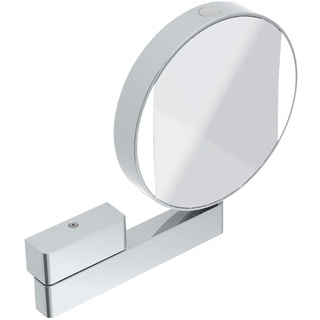 Emco Universal LED Kosmetik- und Rasierspiegel am Flexarm, runder Kosmetikspiegel mit Beleuchtung zur Wandmontage, Vergrößerungsspiegel (3-/7-fach) mit Einstellbarer Farbtemperatur