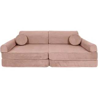 MEOWBABY Kindersofa – Spielsofa für Kinder – Weiche Klappsofa mit Schlaffunktion – Kuschelecke für Kinderzimmer, Slimcord, Rosa