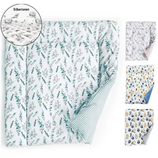 BABEES Wickelauflage Wickelunterlage 75x75 75x70 70x50cm 100% Baumwolle Baby zweiseitig, weiche Unterlage zum Windeln Wechseln Wickelaufsatz Wickelmatte Blumen