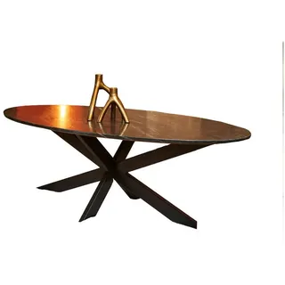 Villa Möbel Couchtisch Menza (Packung, 1-St., 1 St. Couchtisch), schwarze Marmorplatte mit lackiertem Metallgestell, oval schwarz