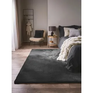 benuta Fellteppich Dave, rechteckig, Höhe: 21 mm, Teppich Wohnzimmer, Schlafzimmer, Esszimmer, Flur, Kunstfaser, Cozy grau 230 cm x 340 cm x 21 mm