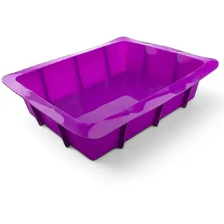 XXL Silikon Auflaufform zum Backen und Kochen (Lila) Antihaft, Ofenfest, Gefriergeeignet 30 x 20 cm, XL Airfryer Form, BPA-Frei, Kastenform Backform Kuchenform Silikonbackform SiIlikonform Lasagneform
