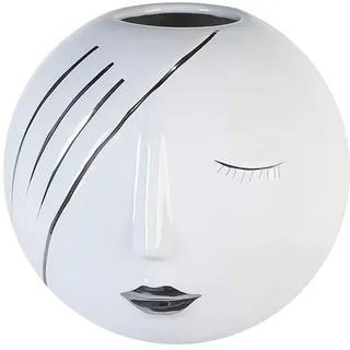 Casablanca modernes Design Vase „Face“, weiß/silberfarben, rund