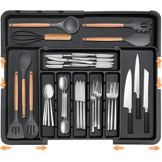 VEKROBOT Besteckeinsatz Besteck Organizer mit Fächern Schubladeneinteiler für Küchenschränke (1 St), Verstellbare Besteckablage Küchen Besteck Organizer Unterteilungen