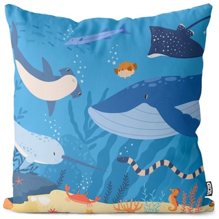 VOID Unterwasserwelt Tiere Fische Wal Kissenbezug Kissenhülle Sofakissen Kissen Deko Outdoor-Kissen Dekokissen, Kissen Größe:80 x 80 cm