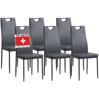 Albatros Esszimmerstühle SALERNO 6er Set, Grau - Edles Italienisches Design, Polsterstuhl Kunstleder-Bezug, Modern und Stilvoll am Esstisch - Küchenstuhl, Stuhl Esszimmer hohe Belastbarkeit