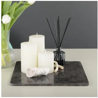 wohnfreuden Dekotablett Marmor Tablett 30 cm anthrazit quadratisch flach, 32992 schwarz