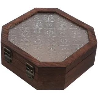 VALICLUD Vintage Schmuckkästchen und Glas mit Klappdeckel Achteckig Robuste Aufbewahrung und Präsentation für Geburtstage und Besondere Anlässe
