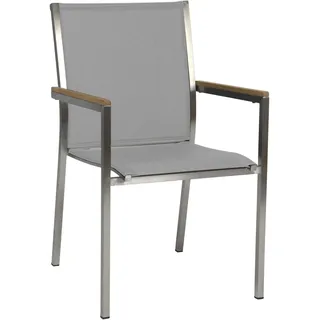 STERN Polaris Stapelsessel, Kaschmir, Edelstahl/Textilene/Teakholz, 61x54x89 cm, Korrosionsbeständig, Pflegeleicht, Langlebig