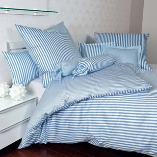 Janine Streifen-Bettwäsche modern classic hellblau Bezug für Nackenrolle einzeln schmale Streifen - blau