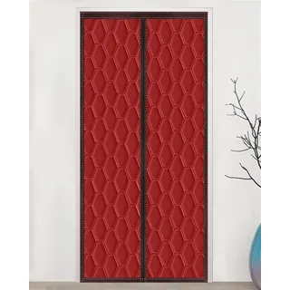 Liveinu Wärmeschutzvorhang Thermo Türvorhang Wärmeisolierend Panel-Isolierung Thermovorhang Wasserdicht Winddicht Klimaanlage Verdunklungsvorhänge 90x210cm Rot