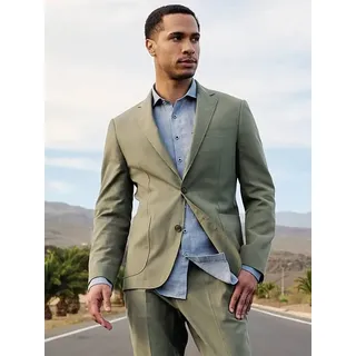 emilio adani Herren Anzug-Sakko aus Leinenmischqualität Grün slim fit uni - 106