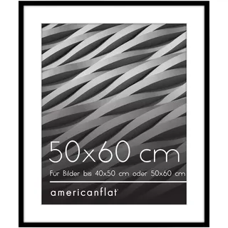 Americanflat Bilderrahmen 50x60 cm - 40x50 cm Passepartout - Schwarz | Bruchsichere Plexi-Scheibe, integrierte Aufhängung für Hoch- und Querformat, für Fotos, Poster und Kunstdrucke