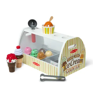 Melissa & Doug Eis Holzspielzeug ab 3 Jahre & Küchenzubehör Kinder Holz | Montessori Spielzeug ab 3 Jahre | Eisdiele für Rollenspiele mit Einkaufsladen | Kinderküche Kaufläden & Zubehör
