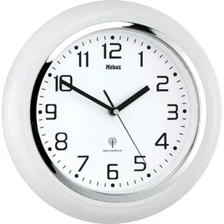 Mebus Funkwanduhr 52576 Ø 29 cm Kunststoff Weiß