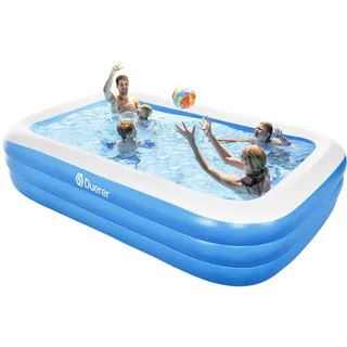 Duerer Aufblasbarer Pool Rechteckig, 241cm x 142cm x 56cm, Planschbecken groß für Kinder und Erwachsene Sommer Party, Aufblasbare Schwimmbecken, Familien Swimming Pool für Garten, Outdoor, Easy Set