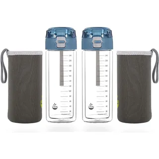 tea4chill 2 Stück Matcha-Shaker MATCHA2go: Teeflasche to go 280ml aus Glas für die schnelle Matcha Tee Zubereitung ohne Besen. Thermoflasche für outdoor.