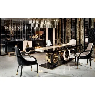 JV Möbel Set 7tlg Esstisch Stühle Sideboard mit Spiegel), Wohnzimmer Luxus Essgruppe Modern