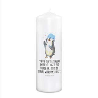 Mr. & Mrs. Panda 29 x 8 cm XL Kerze Pinguin duscht - Weiß - Geschenk, Geschenk Kerze, Kommunion Kerze, Kommunionskerze, Dusche, Taufgeschenk Kerze...