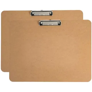 Klemmbretter mit niedrigem Profil-Clip, Holz-Klemmbretter, Großpackung, Büro-Klemmbrett, Hartfaserplatte, Zeichen-Klemmbrett, Schulbedarf, Schulbedarf für Studenten (horizontal, A4), 2 Stück