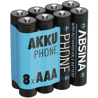 Absina Akku AAA Phone, 1,2 V, 800 mAh, AAA, NiMH 8 Stück