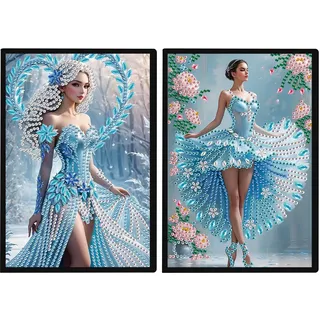 DCIDBEI Diamond Notebook 2PCS Diamond Painting Notizbuch Diamond Art Notizblock Tagebuch Journal Buch Diamant Malerei Skizzenbuch A5 Blanko Diamond Painting Schreibblock Prinzessin Ballett Ballerina