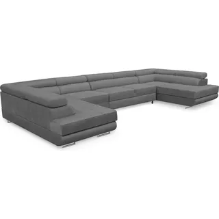 Ecksofa MIAMI U XXL-Ecksofa mit Schlaffunktion und zwei Bettkästen Grau - Grau
