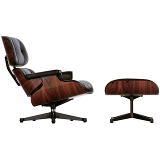 Vitra Lounge Chair XL und Ottoman Gestell Alu poliert/schwarz, Designer Charles & Ray Eames, 89/42x84/63x85-92/56 cm