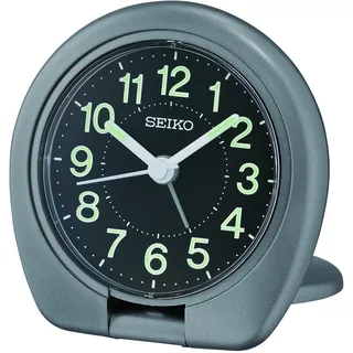 Seiko Wecker mit Quarzwerk, Snooze und Licht in der Farbe Schwarz, Größe: 7,5x7,5x2,4cm, QHT018T