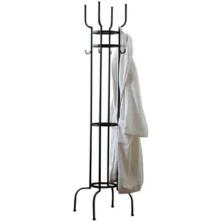 Loberon Kleiderständer York, klassischer Art-Déco-Stil, Schlichte, schmale Form, rundum mit praktischen Haken, Ordung, Aufbewahrung, Eisen, schwarz