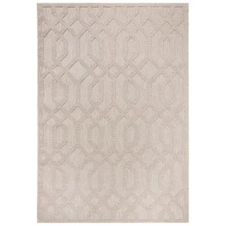 Mazovia Designteppich In- & Outdoor Teppich Wetterfest & UV-beständig Balkon - Beige Cream, 80 x 150 cm, Höhe 6 mm, Kurzflor, Weich, Pflegeleicht, Flachgewebe beige|braun 80 x 150 cm