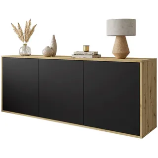 Lookway Kommode SANAYI Hängekommode Artisan Eiche, 154x40x60 cm schwarz