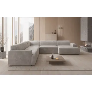 Luxusbetten24 Sofa Designer Sofa Monza Wohnlandschaft U XXL, in Samt grau