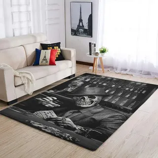 Banniyouall Grim, moderner Teppich mit Totenkopf-Motiv, für Schlafzimmer, Wohnzimmer, Kinderzimmer, Heimdekoration, weiß, 122 x 183 cm