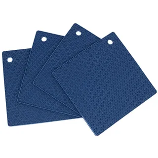 Alnicov Set mit 4 Silikon-Topflappen, Mehrzweck-Pads, rutschfest, flexibel, langlebig, hitzebeständig, für Tisch, Küche, Marineblau