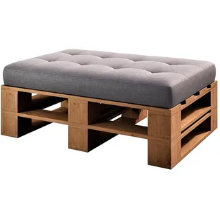 sunnypillow palettenmöbel Europaletten Indoor und Outdoor - Lounge gartenmöbel Holz gartenmöbel Set Lounge möbel Terrasse Balkon loft Stil Paletten Palette (Eiche Hocker 120 x 80 cm Höhe : 30cm)