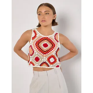 Apricot Crop-Top Diamond Crochet Weste in Cop-Länge rot L (40)