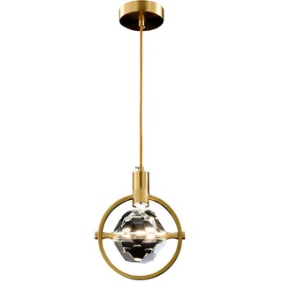 FAZRPIP 1-Licht-Kristall-Pendelleuchte, Gold gebürstetes Messing mit K9-Kristall, Moderne LED-Deckenhängelampe für Kücheninsel, Schlafzimmer, Esszimmer, Bar