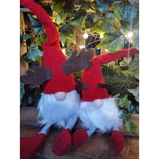 2 x Nordische Weihnachtswichtel 32cm + 42cm Figur Rot Kantenhocker Wichtel Troll