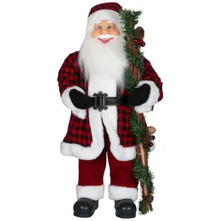 Christmas Paradise Weihnachtsmann Kimi Dekofigur versch. Größen 45/60/90cm, Rot-Schwarz kariert Weihnachtsdeko 60 cm