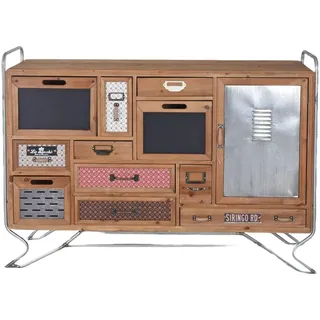 Retro Sideboard „LOFT Apartment“ – Industrial Kommode | Holz & Metall | 11 Schubladen im Patchwork-Stil | Loft Anrichte Vintage lof025 Palazzo Exklusiv