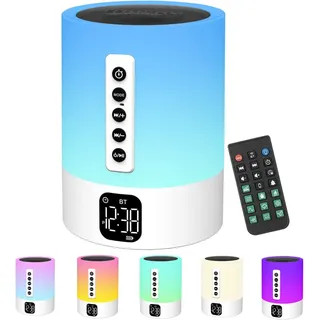 Bluetooth Lautsprecher mit Licht White Noise Machine Lichtwecker Nachttischlampe