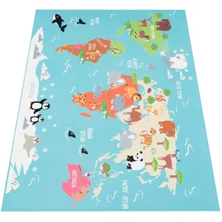 Paco Home Bino 564 Kinderteppich 140 x 200 cm Türkis
